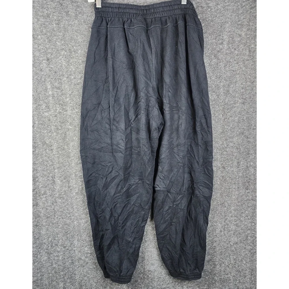 Adidas Joggers Mens L Black Elastic Waist Tapered Fleece Sweatpants - Picture 2 of 9